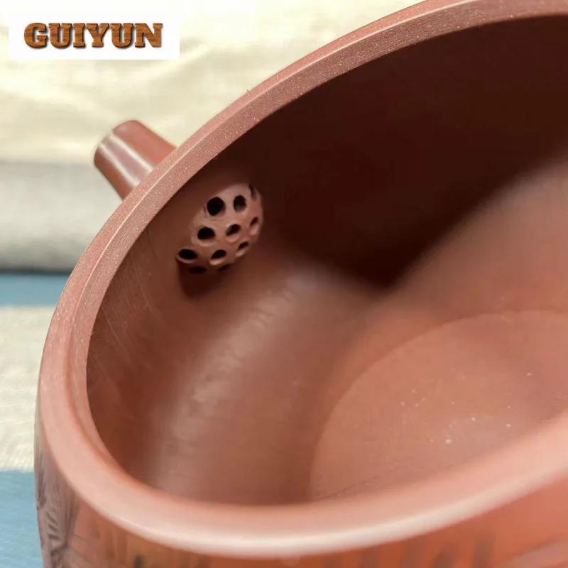 450ml Yixing Purple Clay Teapots Handmade Stone Scoop Pot Raw Ore Dragon's Blood Sand Mud Kettle With Strainer Zisha Teaset Gift