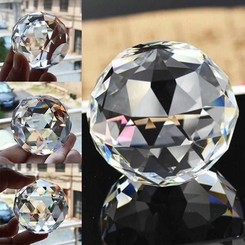 Clear Cut Crystal Sphere 50mm Faceted Gazing Ball Prisms Suncatcher Decor Home