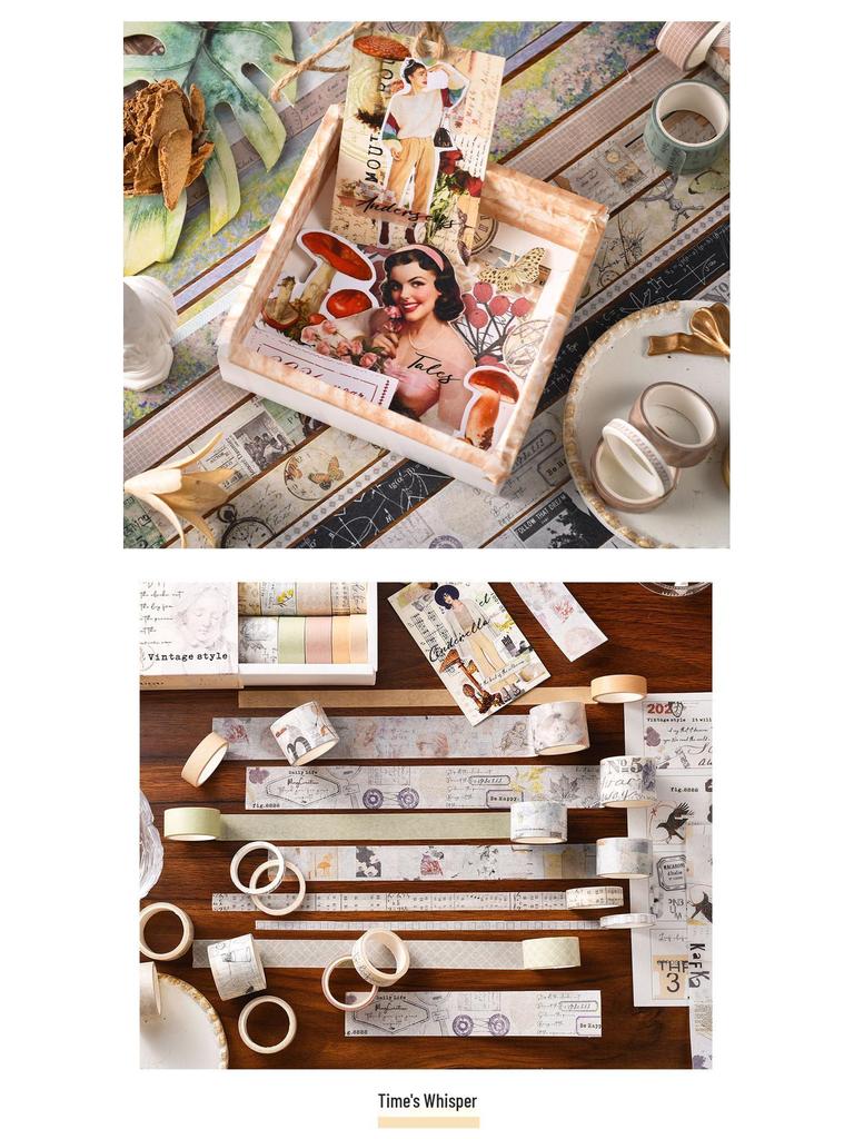 Retro Imprint Washi Tape Set: 20 Rolls, 6 Styles for Versatile Decoration