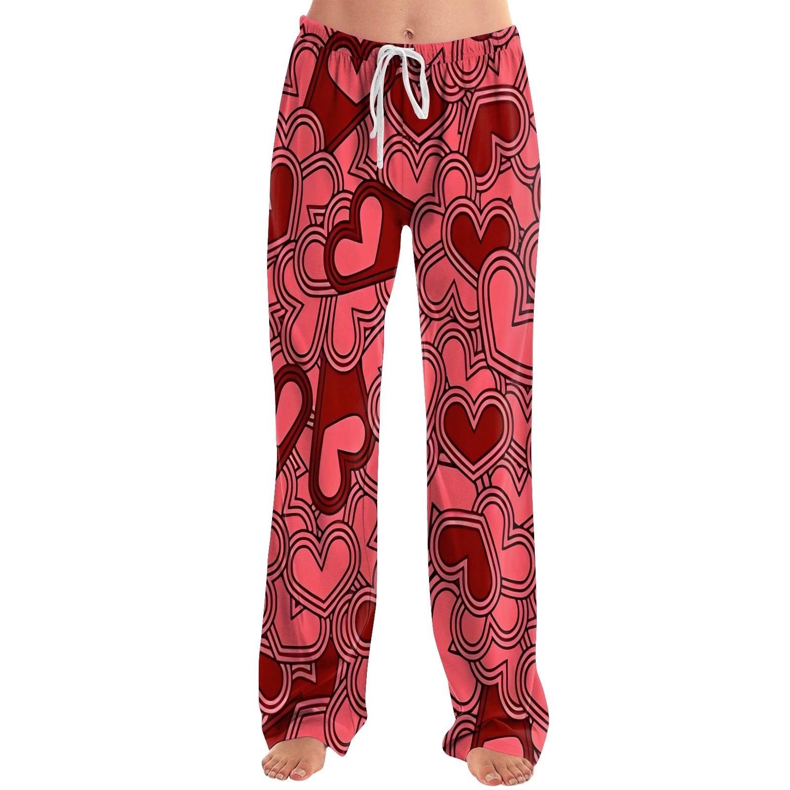 

Женские пижамные штаны, одежда для сна, повседневные брюки с эластичной резинкой на талии, удобные прямые свободные брюки для йоги XXXL красный