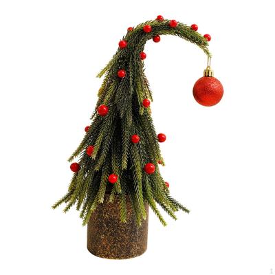 Artificial Mini Christmas Tree Decor with Crooked Top Practical Tabletop Home