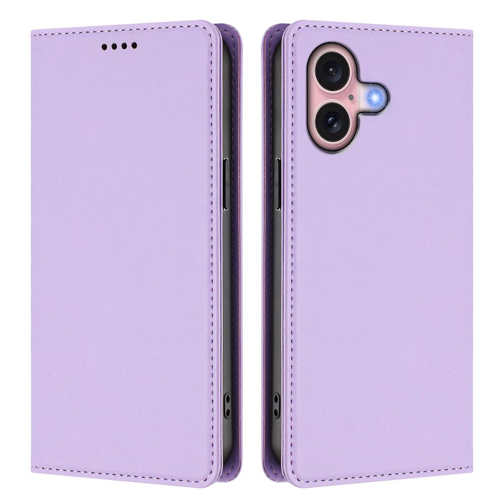 For iPhone 16 Leather Wallet Case Magnetic Closure RFID Blocking Phone Cover