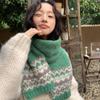 Wool Winter Cashmere Scarves Thicken Fair Isle Style Shawl Simple Jacquard Knitted Scarf  Girl