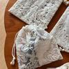 Vintage Beige Lace Embroidered Cosmetic Storage Bags Cotton Hollow Out Flower Drawstring Small Storage Bag Cloth Makeup Pouch