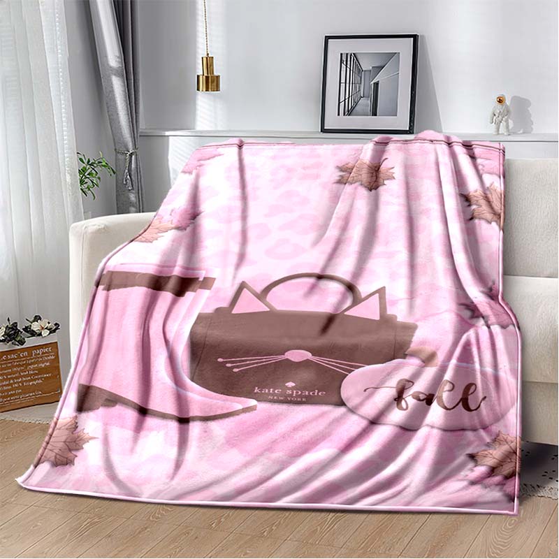 2026 New Fashion K-Kate-Spade Printed Blanket Sofa Bed Bedroom Living Room Portable Warm Extra Large Picnic Soft Blanket Stay