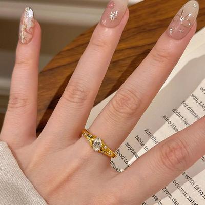 The Same Pigeon Egg Star Zircon Ring Women's Niche High-end Beautiful Ring Titanium Steel Non-fading Accessories