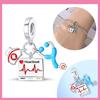 Teeth Protection Copper Red Heart Medical Care Dental Nurse Beads Charm For Original Bracelet Woman Girl Jewelry