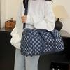 Women's Personalized Trendy Design Cloth Fleece Flu Portable Travel Bag Niche Checkered Luggage Storage Bag