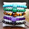 Stylish Women's Bracelet Cats Head and Healing Crystals Beaded Handchain Spiritual Healing Jewelry for Daily Wear