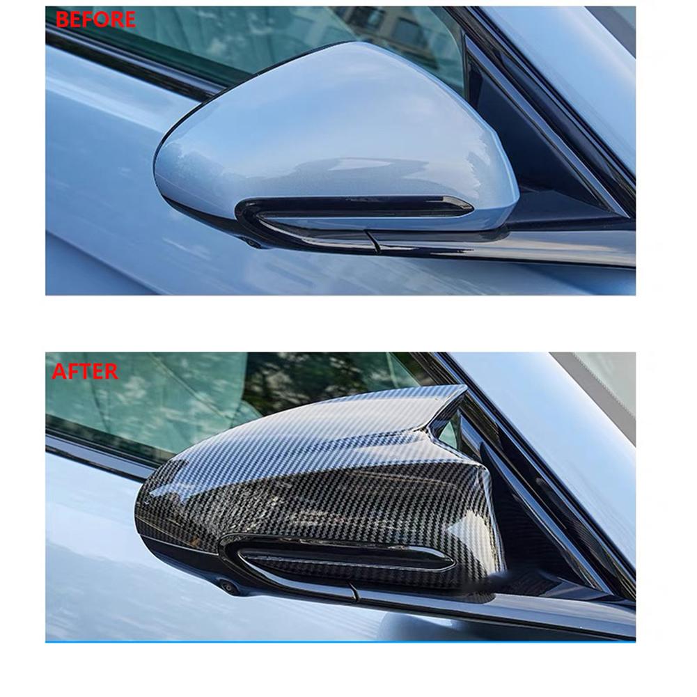 Car Rearview Mirror Cover Side Glass Mirror Trim Carbon Look
