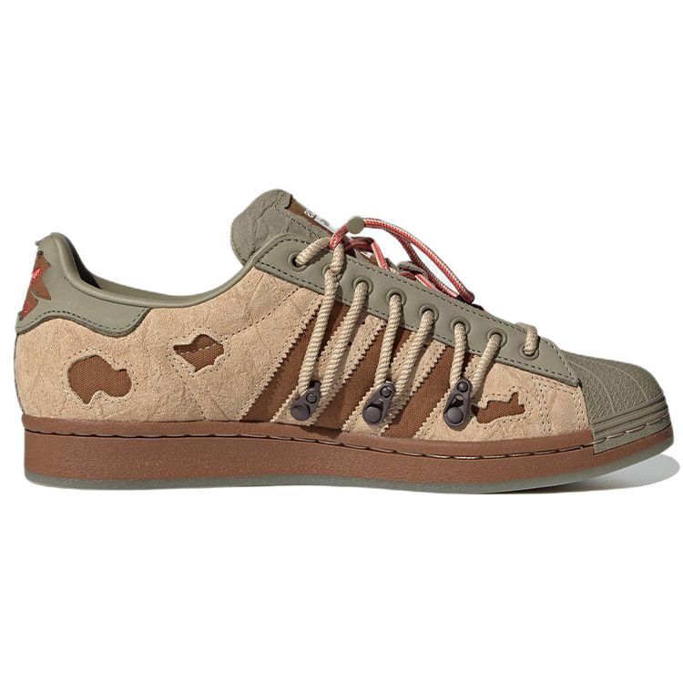 Adidas Originals Melting Sadness X  Superstar Rabbit Hole Collection Leather Classic Low-Top Sneakers Unisex Sneakers Green Brown H06340