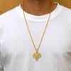 Fashion Hip Hop Full zircon Elephant Pendant Necklace, Gold Color Alloy Stainless Steel Chain Necklace,Rock Punk Jewelry for Men