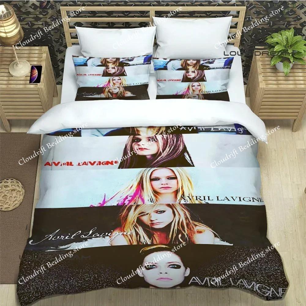 Sängerin A-AVRIL LAVIGNE Druck Bettwäsche Sets Exquisites Bettwaren Set Bettbezug Bettdecke Set Bettwäsche Luxuriöses Geburtstagsgeschenk