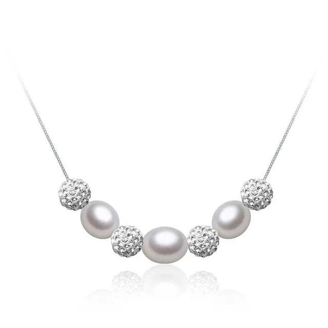 HENGSHENG Fine 8-9mm Pearl Necklaces for women wedding 4 color water drop necklace, 925 Sterling Silver Women Jewelry Necklace