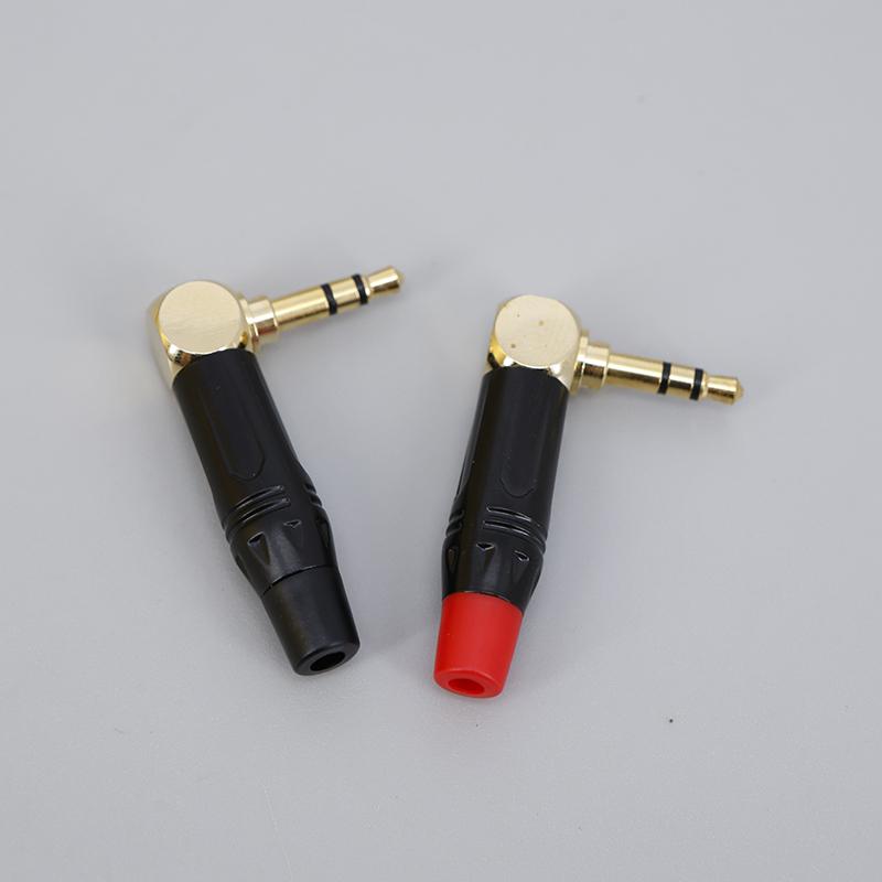 3.5mm audio male Gold-Plated Dual Channel Plug 3pole Stereo angle Earphone Welding Head DIY 90 Degree L-Shaped Bend Head Wall