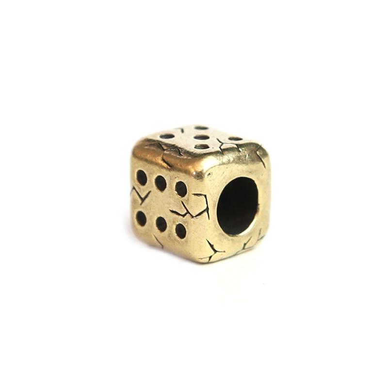 Retro Dice Brass Knife Beads EDC Outdoor DIY Paracord Bracelet Accessories Key Chain Woven Paracord Rope Decompression Toy Edc