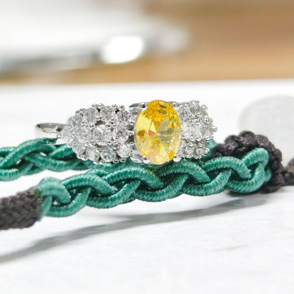 Gusen Jewelry Ice Flower Cut Oval Zircon Ring with High Carbon Diamond - Colorful European and American Style