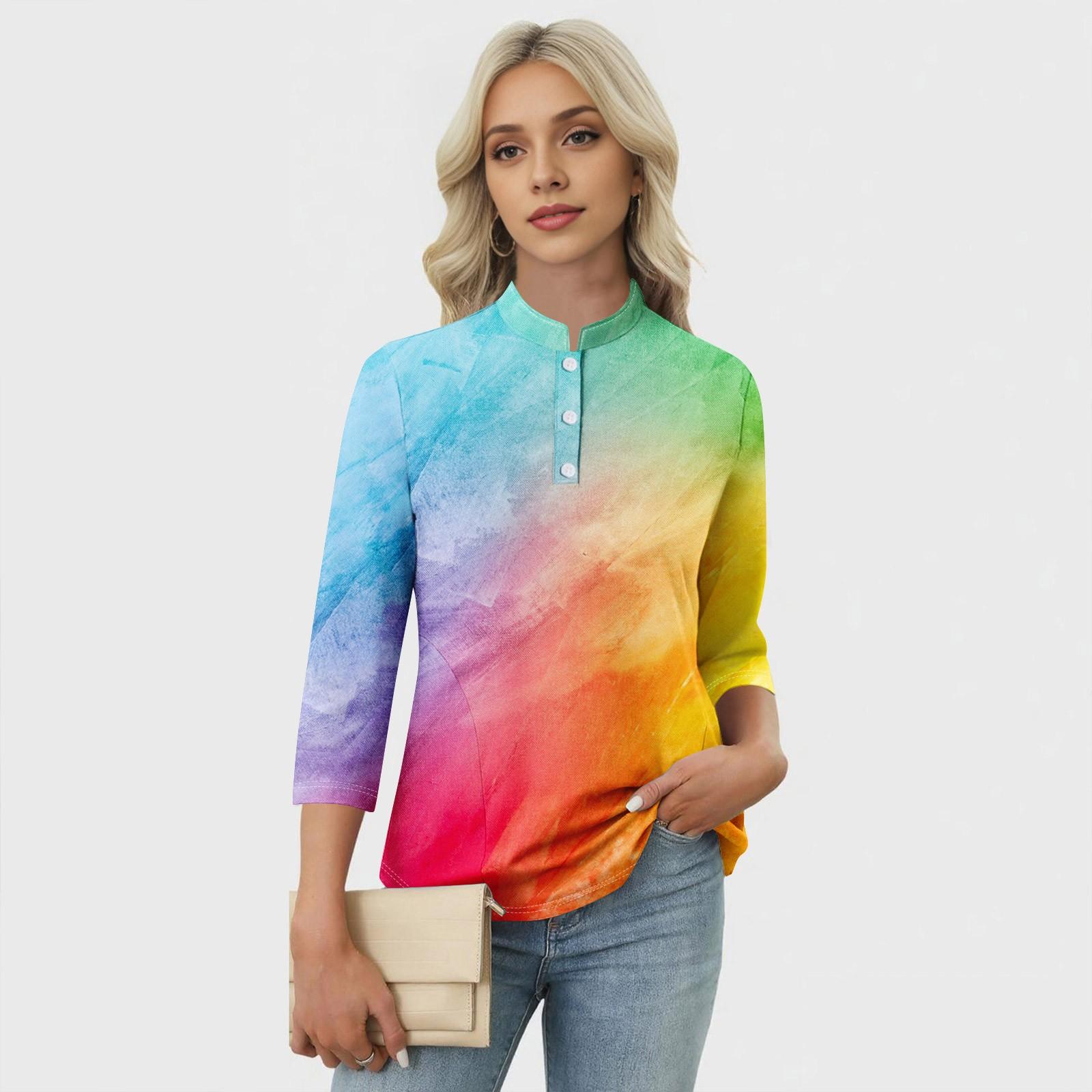 Женский повседневный топ с V-образным вырезом, рукавом 4/3 и декоративными пуговицами XXL