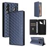 Cubic Grid Texture Flip Leather Phone Case