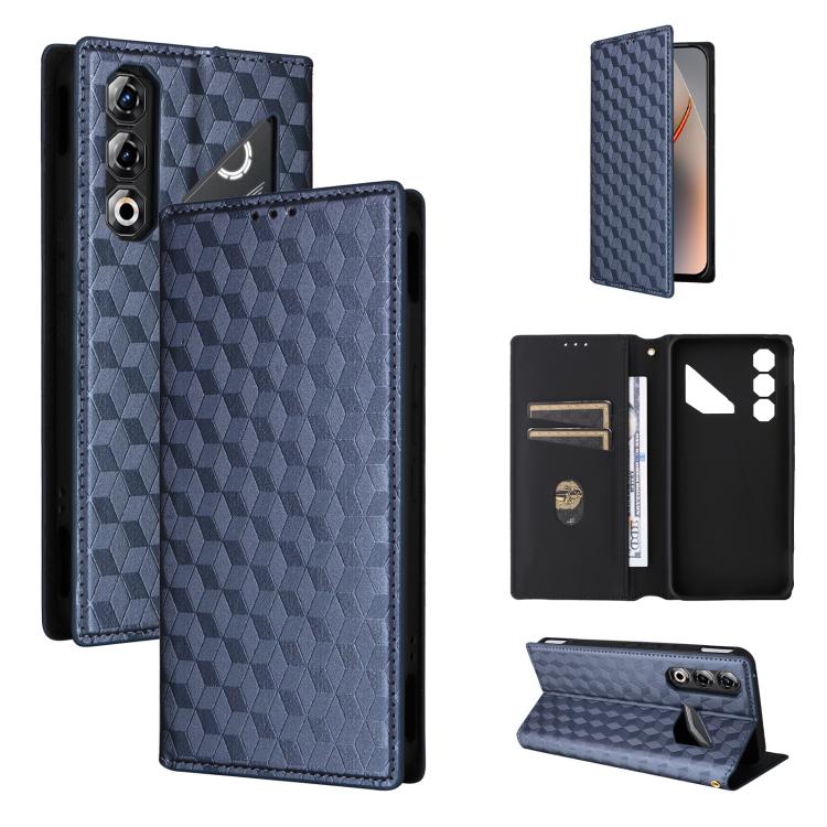 Cubic Grid Texture Flip Leather Phone Case