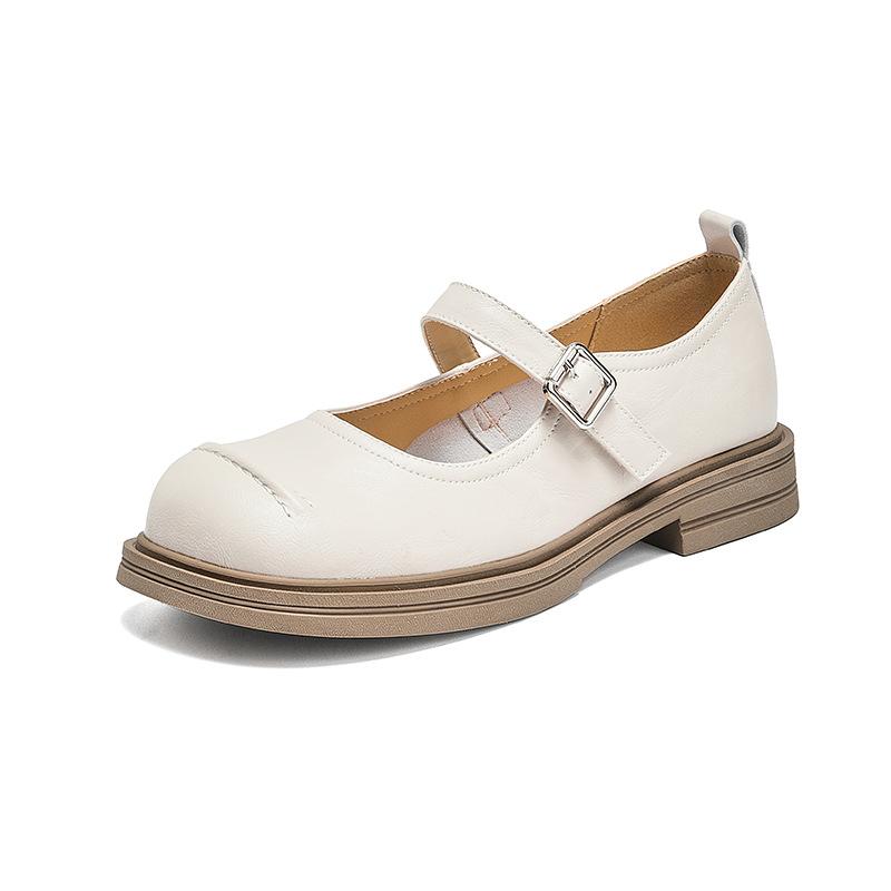 Zapatos nuevos de cuero para madre, zapatos planos casuales con hebilla de versión coreana para mujer, zapatos Mary Jane de color sólido para mujer