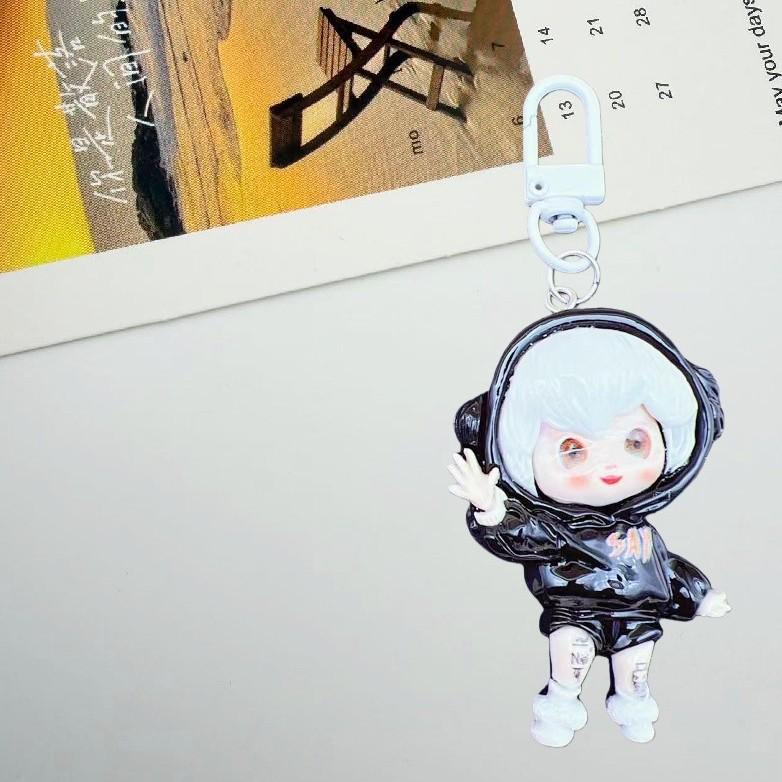 Cartoon Cute Grain Girl Figurine Keychain Pendant Lanyard Resin Gift