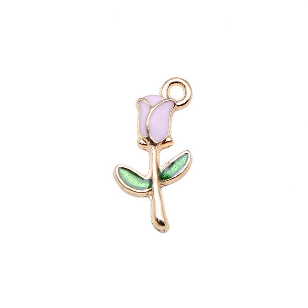 Enamel Charms Multi Color Flower Pendants For Floral Themed Jewelry
