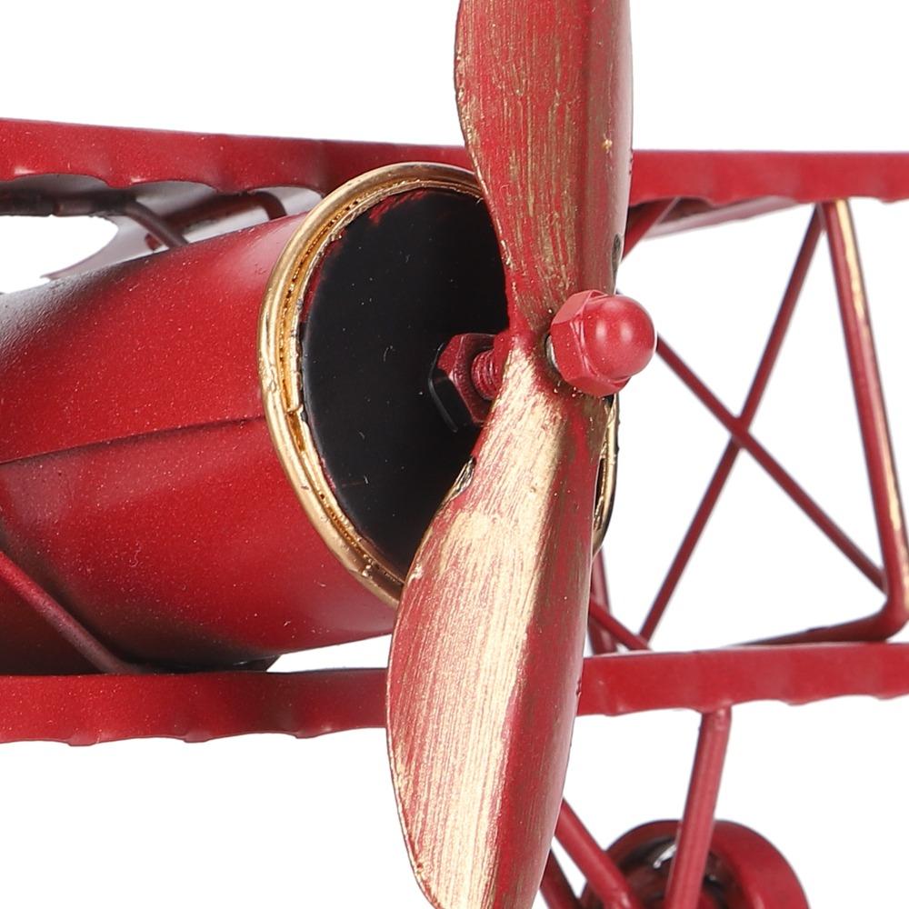Wrought Iron Metal Biplane Ornament Moving Vintage Aircraft Decor  Home Decoration