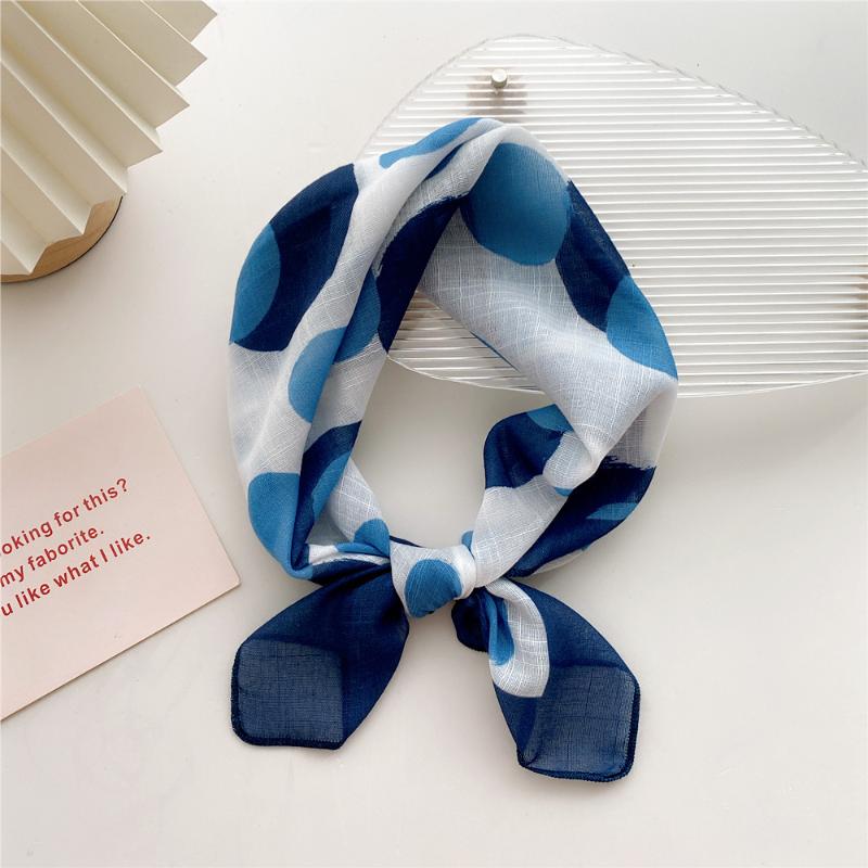 58cm Cotton Linen Women's Scarf Fashion Print for Hair and Neck Square Design