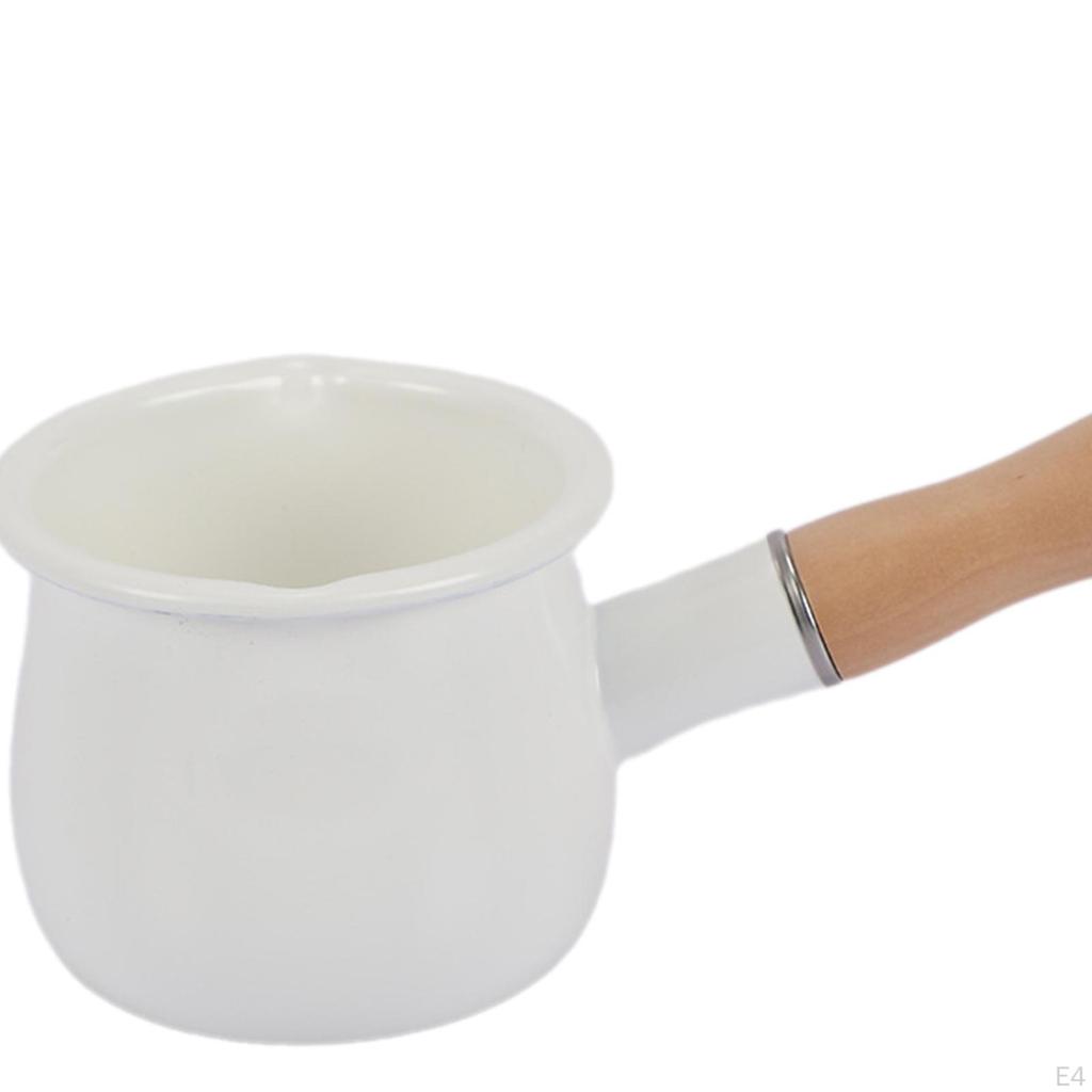 17oz Mini-Milchtopf, Kleiner Topf Suppentopf Mehrzweck-Kochgeschirr mit Holzgriff für Tee