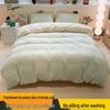Skin-Friendly Washed Cotton Minimalist Bedding Set - Solid Color, 4 Pieces, Perfect for Dorms