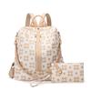 Retro Mother Child Backpack for Women with High End Travel Mommy Bag Printed Large Capacity Dual-purpose Diamond Shaped Backpack