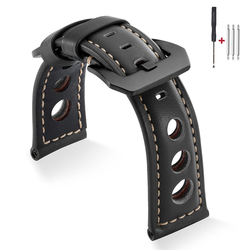 Vintage Cowhide Watch Strap Bracelet Breathable Genuine Leather 20mm 22mm 24mm 26mm Watchband Men's Watch Band with Pin Buckle