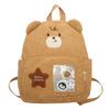 Cartoon Bear Kindergarten Schoolbag Corduroy Backpack for Primary School Students