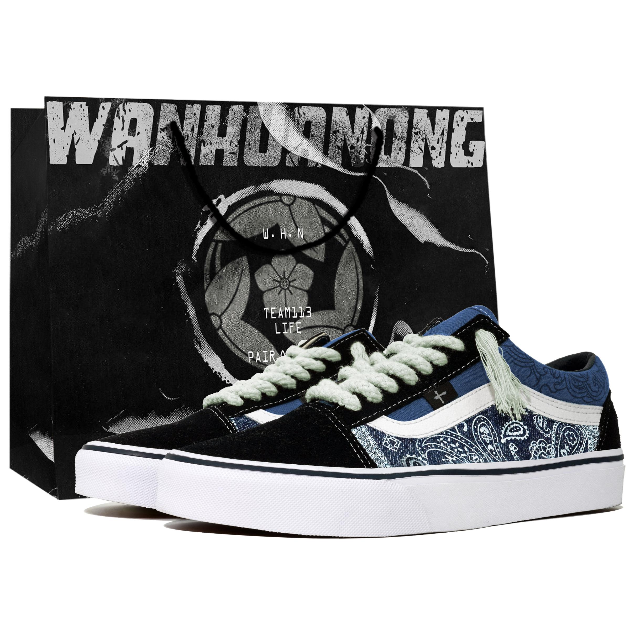 

Vans Old Skool Navy Kaleidoscope, Paisley, Box Low top Skateboard Shoes Unisex Blue White VN000D3HNVY(Team113-S-BOX) 36
