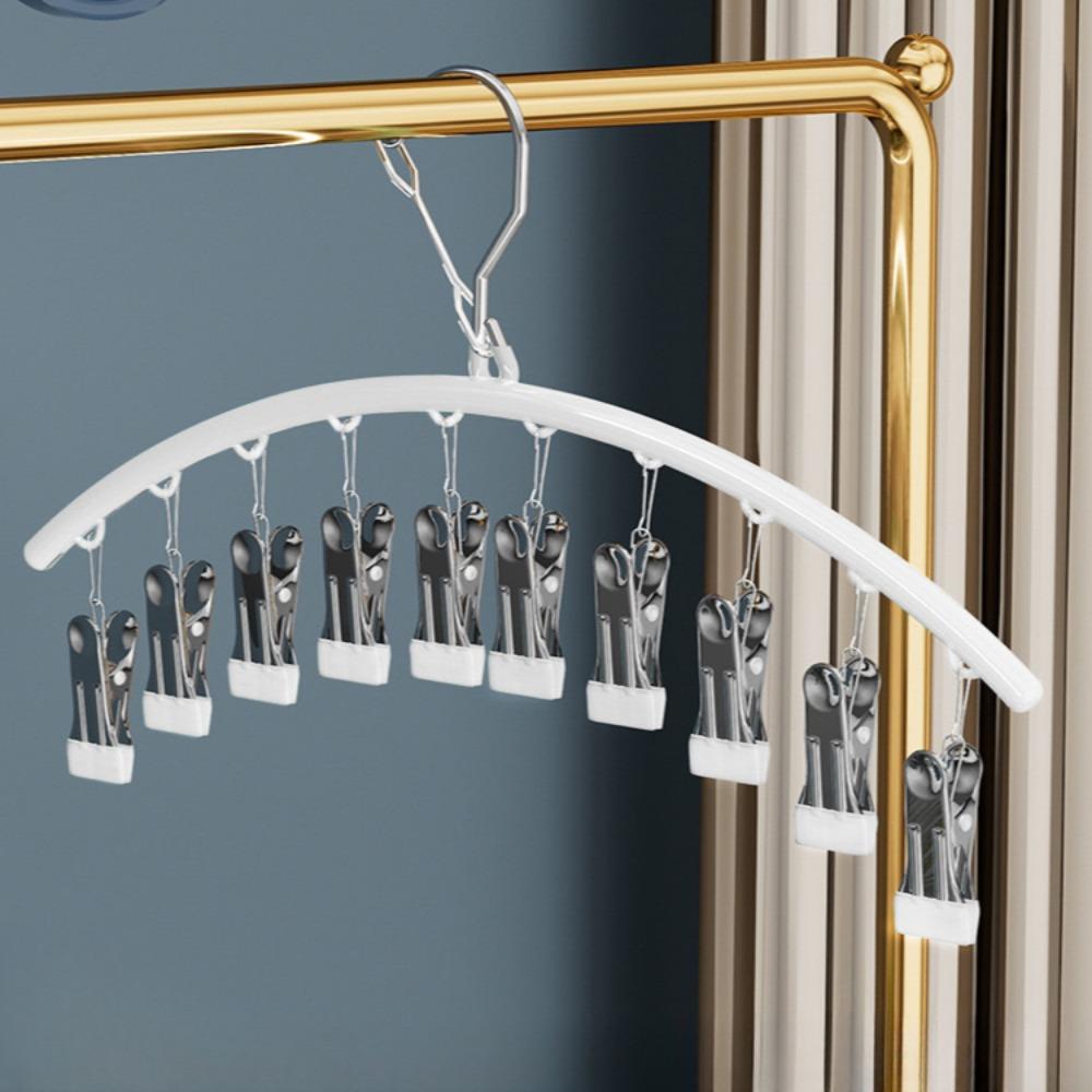 Органайзер для леггинсов в шкафу, металлические вешалки для брюк для йоги, 10 зажимов, экономящий место подвесной органайзер для шкафа с резиновым покрытием для органайзеров и хранения Pack of 1 белый