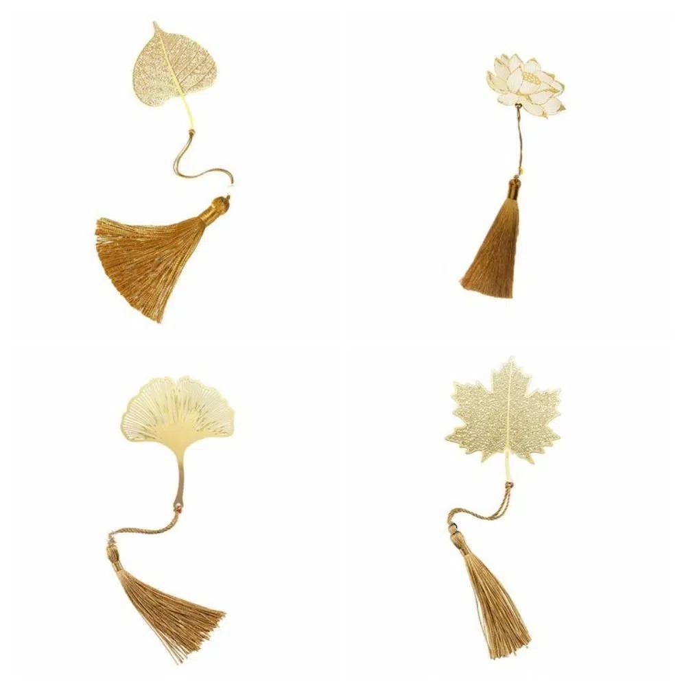 Leaf Vein Metal Bookmark Tassels Book Clip Cute Hollowed Out Bookmark  Student Stationery