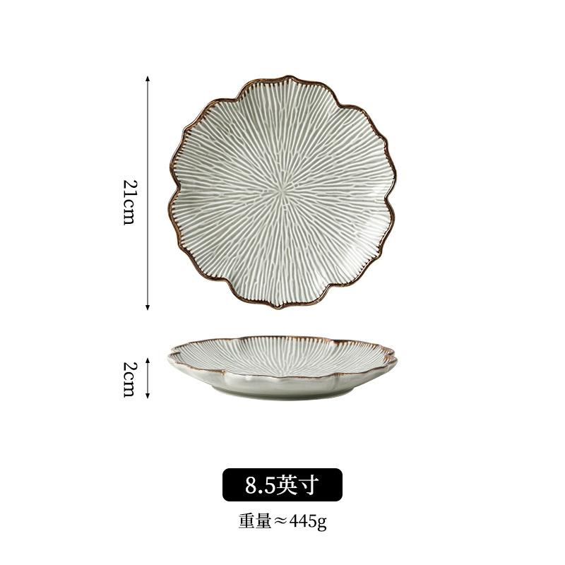 Vintage Glaze Irregular Ceramic Plate Dishware Tray for Home Hotel Restaurant