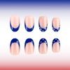 Unghia Finta Quadrata French Tip Unghia a Pressione Copertura Totale Unghia Finta Giorno dell'Indipendenza Unghia da Incollare Unghia Finta Patriottica