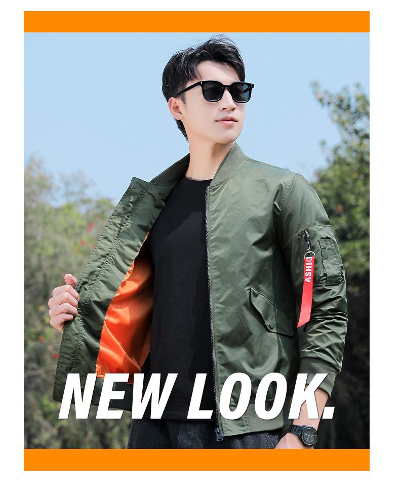 MA1 Men's American Style Baseball Jacket - Casual, Plain, Outdoor Spring/Autumn Flight Outerwear