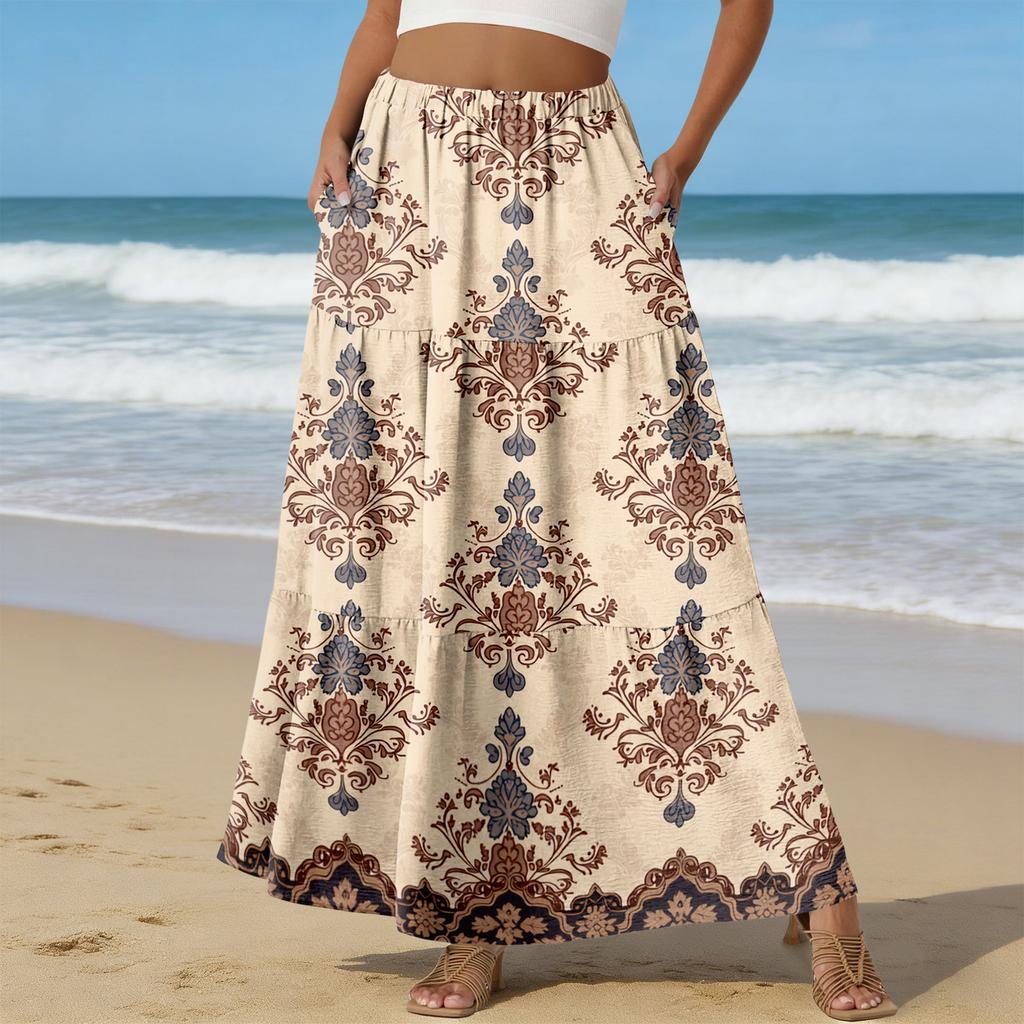 Damen Casual High Waist Kordelzug A-Linien Rock Farbiger Rock Mit Taschen