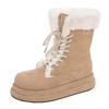 Medium Tube Thick-soled Snow Boots Women's Winter 2025 New Internet Celebrity Foreign Style Martin Strap Fluffy Boots Piled Thickened Cotton Shoes
