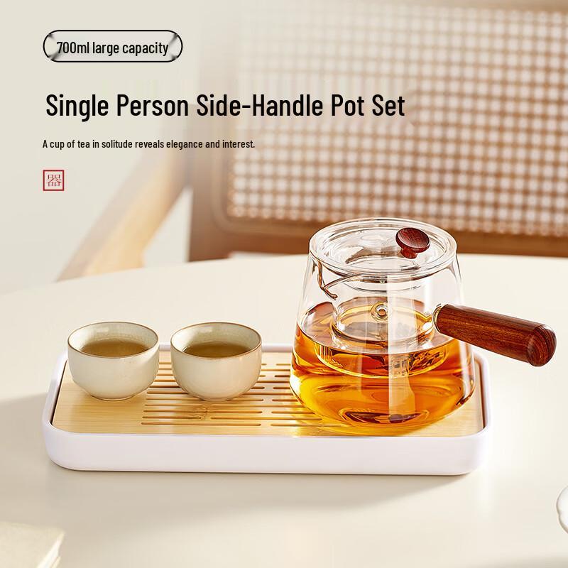 Kung Fu Glass Teapot and Ceramic Teacup Set