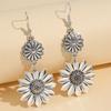 Sunflower Earrings For Women, Vintage Simple Alloy Splicing Flower Jewelry Gift