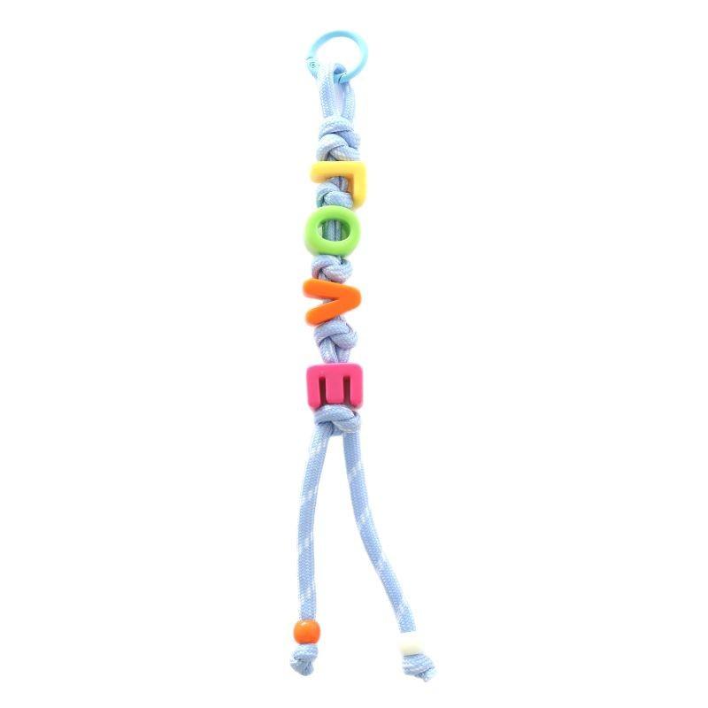 Fashion Versatile Key Chain Dopamine Acrylic Beaded Letter Braided Rope Bag Hanging Color Letter Beaded Bag Car Pendant