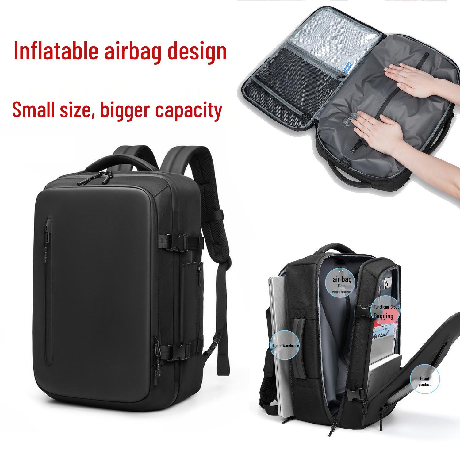 Men s Large Capacity Multi-functional Travel Backpack with Wet/Dry Separation and Vacuum Compression Airbag - S1