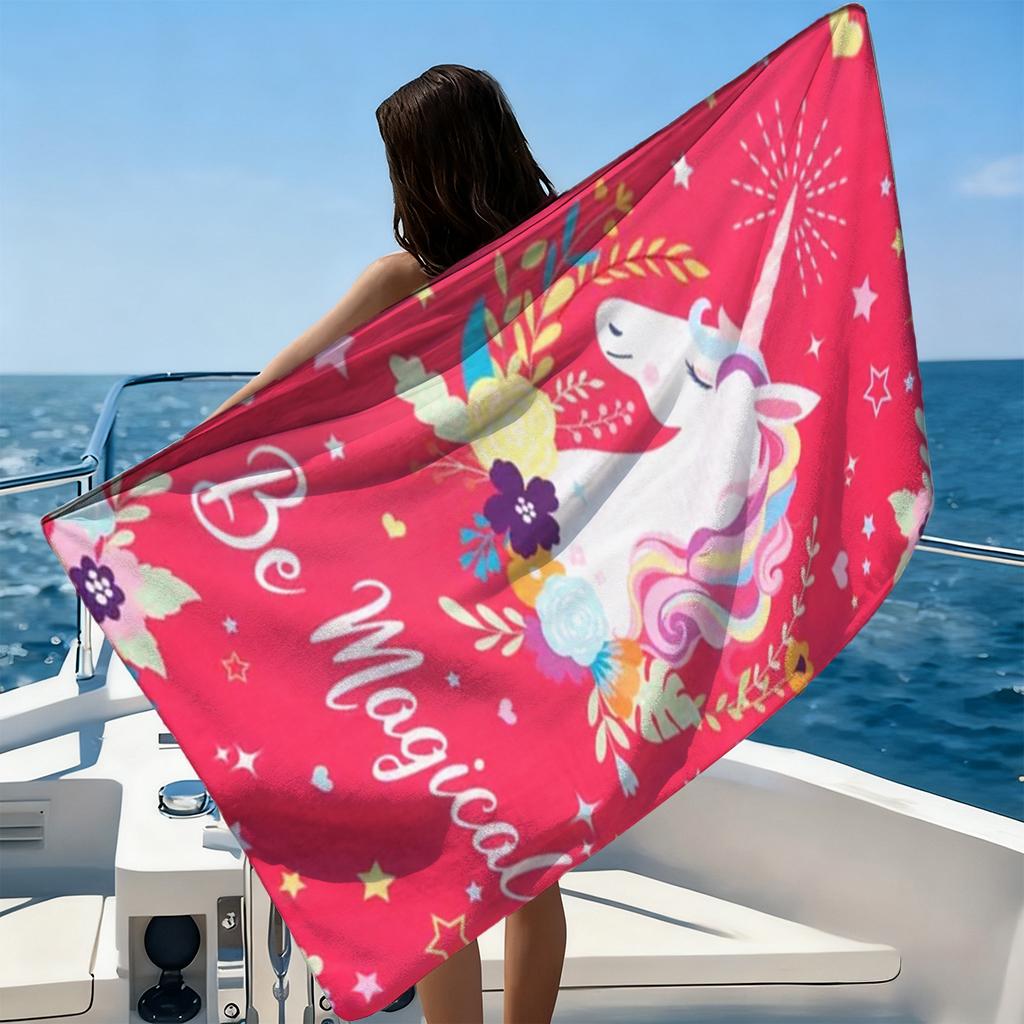 Magical Unicorn Beach Towel Bright Color Design Quick-drying Super Absorbent Suitable for Beach Pool Gift for Friends Children
