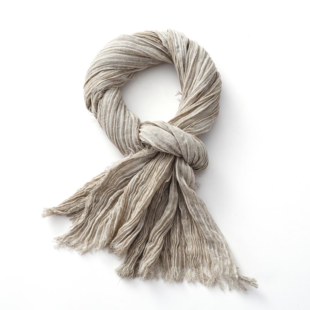 Fashion Crinkle Cotton Linen Scarf For Men Women Autumn Winter Warm Neckerchief Black Soft Shawls Wraps Male Accessories Scarves