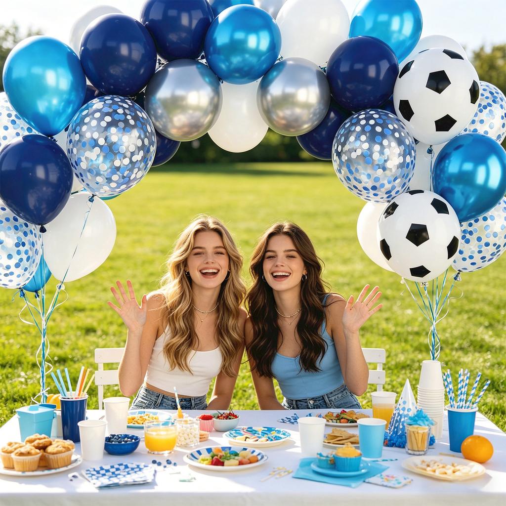 Party Balloon Decoration Set 32/50pcs Includes Latex Balloons Foil Balloons Confetti Balloons and Soccer Ball Balloons for Event Celebration