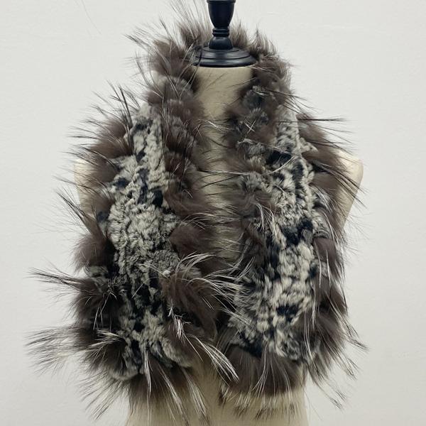 Women Stylish Warm Scarf Natural Fluffy Fox Fur Shawls Winter Female Fashion Knitted Rabbit Fur Scarves 90x10cm